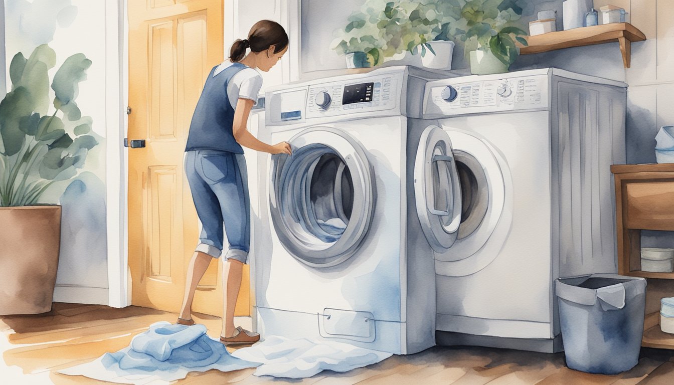 Woman doing laundry in a modern laundry room.