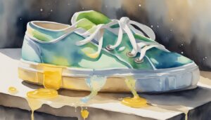 Sneaker dripping honey in watercolor painting.