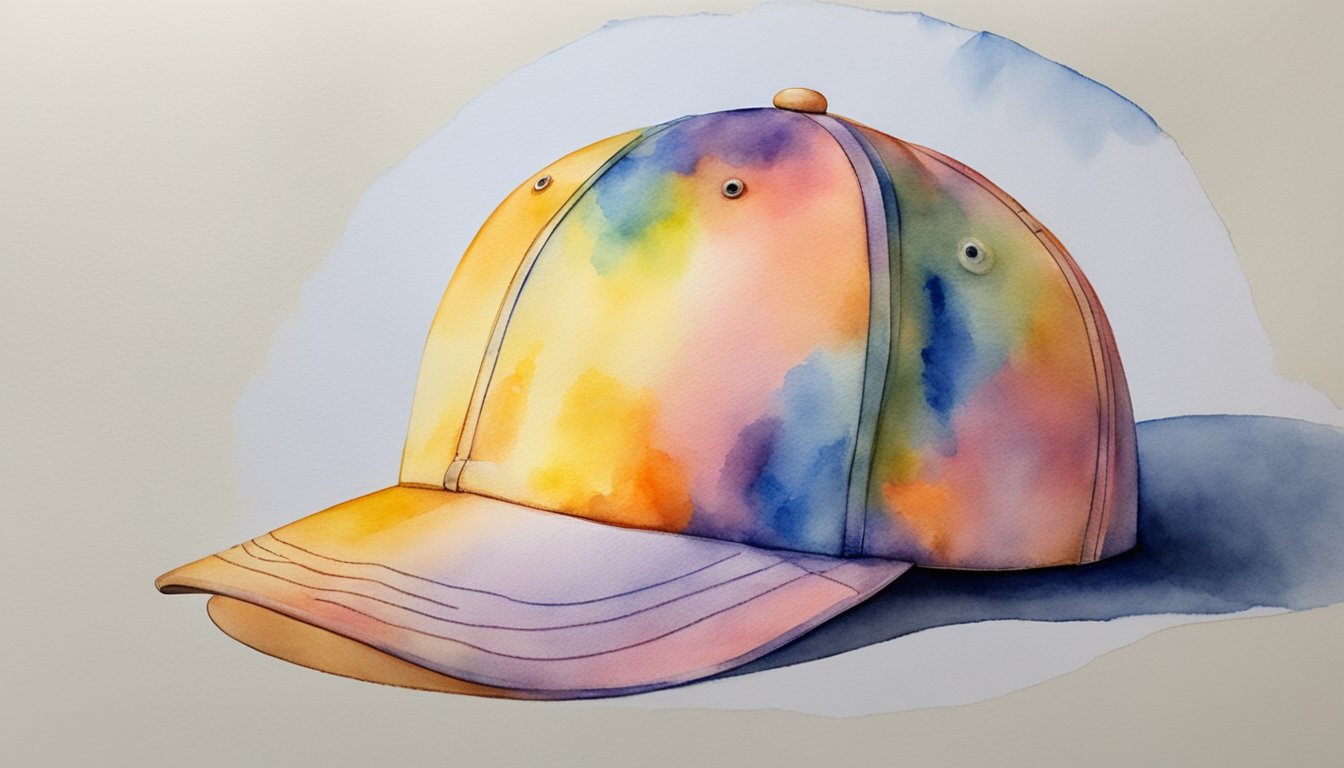 Colorful watercolor baseball cap painting.